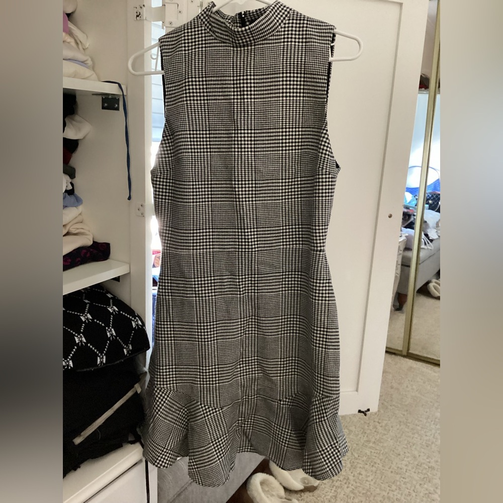 Alice + Olivia Black and White Plaid Mini Dress